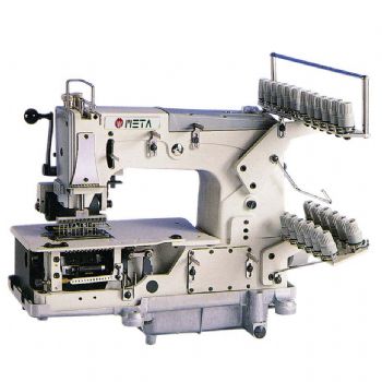 FLATBED,12-NEEDLE,DOUBLE CHAIN STITCH,VERSATILE MACHINE FOR SHIRRING(APPLICATIONS NEEDLE SPACE UP TO 7CM)